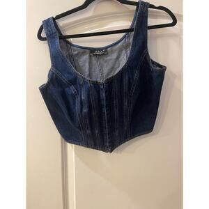 ABS denim vest, hook, and eye closure in the front  size 12